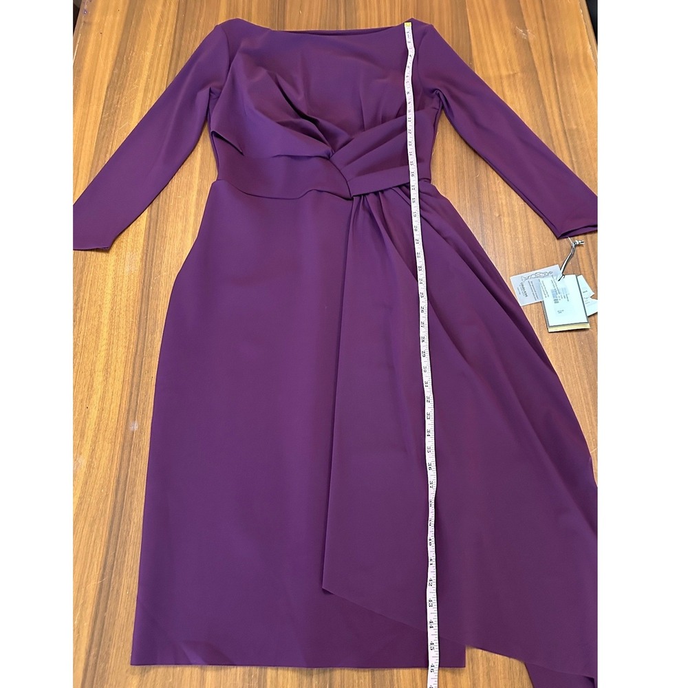 NWT Chiara Boni Cinthia Midi Dress  IT 48 US 12 Plum Purple Draped Cocktail - Picture 7 of 13